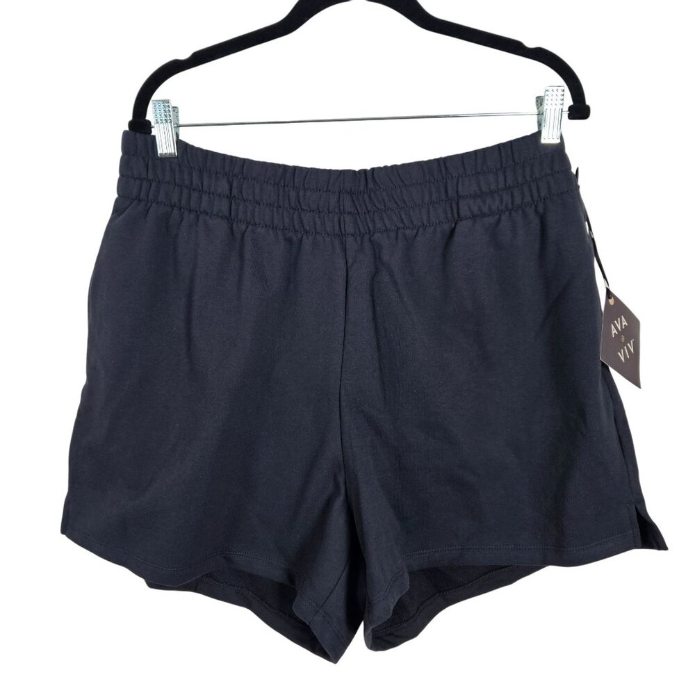 Ava & Viv Womens Charcoal Elastic Waist Shorts 1X- 14 Side Pockets Casual Comfy